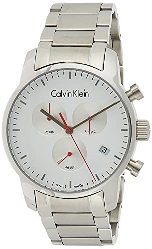 Calvin Klein City Chronograph White Dial Silver Steel Strap Watch for Men - K2G271Z6 Watches Calvin Klein   