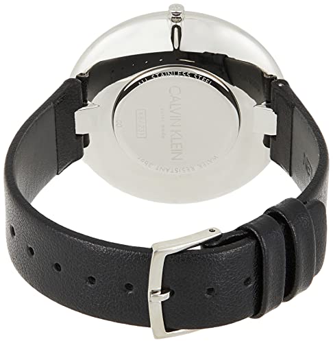 Calvin Klein Full Moon Black Dial Black Leather Strap Watch for Women - K8Y231C1 Watches Calvin Klein   