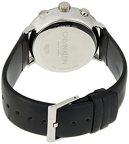 Calvin Klein High Noon Chronograph White Dial Black Leather Strap Watch for Men - K8M271C6 Watches Calvin Klein   