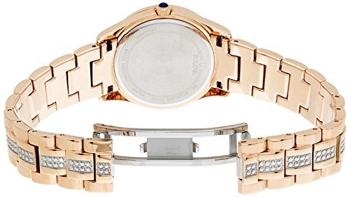 Bulova Crystal Mother of Pearl Dial Rose Gold Steel Strap Watch for Women - 98L197 Watches Bulova   