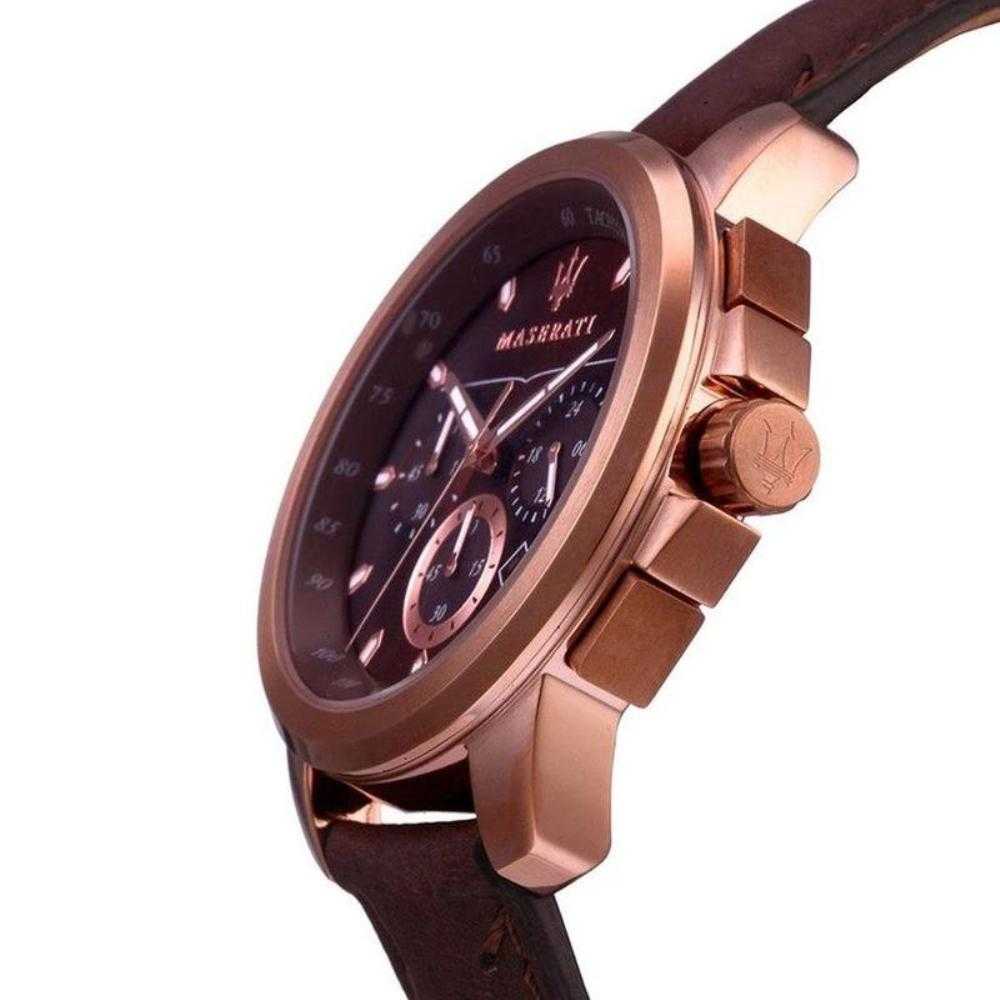 Maserati Successo Brown Dial Brown Leather Strap Watch For Men - R8871621004 Watches Maserati   