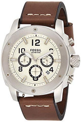 Fossil Modern Machine White Dial Brown Leather Strap Watch for Men - FS4929 Watches Fossil   