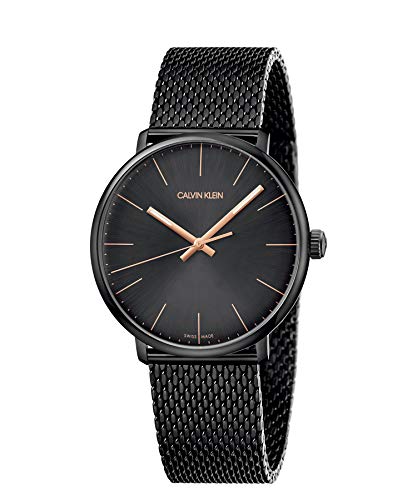 Calvin Klein High Noon Quartz Black Dial Black Mesh Bracelet Watch for Men - K8M21421 Watches Calvin Klein   