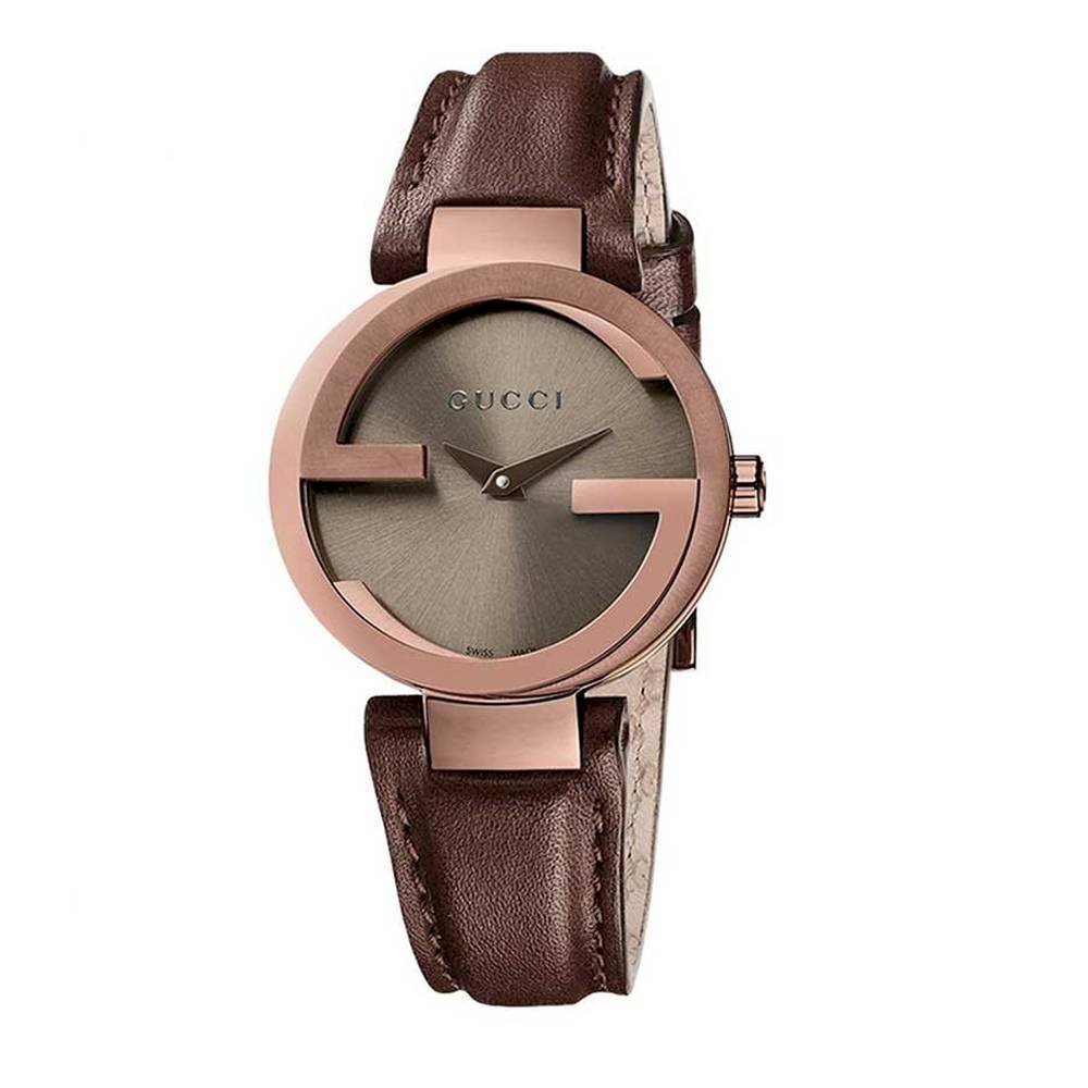 Gucci G Interlocking Brown Dial Brown Leather Strap Watch For Women - YA133504 Watches Gucci   