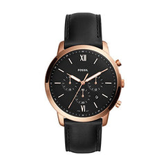 Fossil Neutra Chronograph Black Dial Black Leather Strap Watch for Men - FS5381 Watches Fossil   