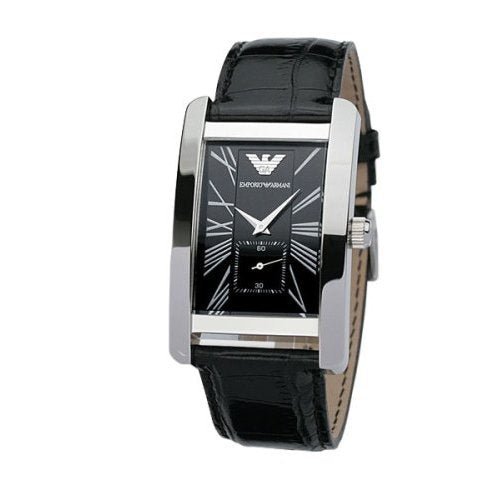 Emporio Armani Black Dial Black Leather Strap Watch For Men - AR0143 Watches Emporio Armani   