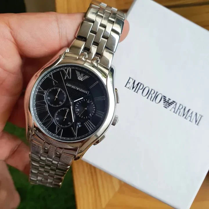 Emporio Armani Classic Chronograph Black Dial Stainless Steel Watch For Men - AR1786 Watches Emporio Armani   