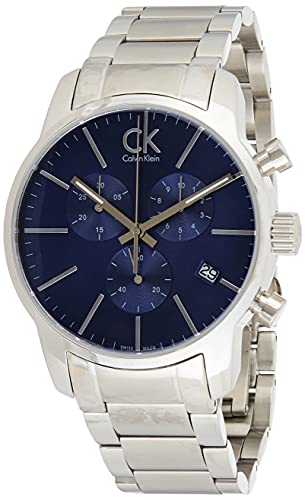 Calvin Klein City Chronograph Blue Dial Silver Steel Strap Watch for Men - K2G2714N Watches Calvin Klein   