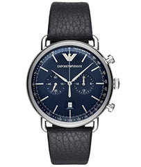 Emporio Armani Aviator Blue Dial Blue Leather Strap Watch For Men - AR11105 Watches Emporio Armani   