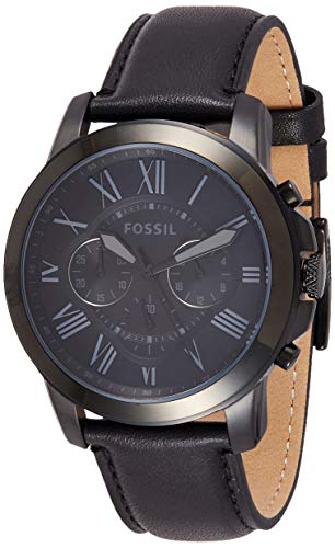 Fossil Grant Chronograph Black Dial Black Leather Strap Watch for Men - FS5132 Watches Fossil   