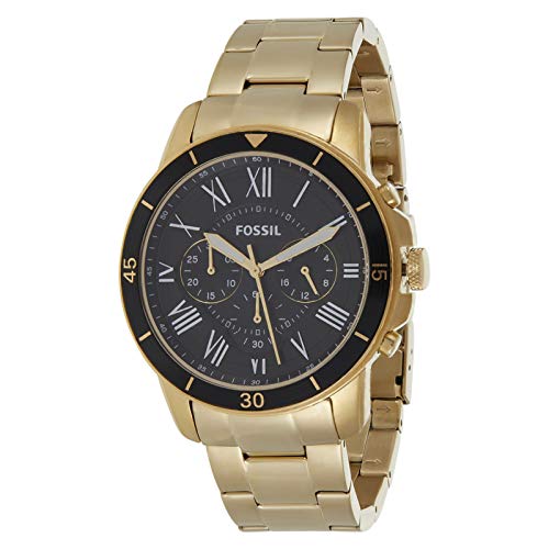 Fossil Inscription Automatic Black Dial Gold Steel Strap Watch for Men - FS5267 Watches Fossil   