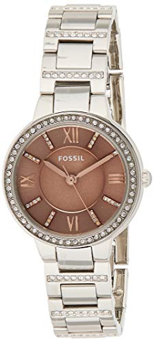 Fossil Virginia Taupe Dial Silver Steel Strap Watch for Women - ES4147 Watches Fossil   