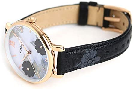 Fossil Jacqueline Mother of Pearl Dial Black Leather Strap Watch for Women - ES4535 Watches Fossil   