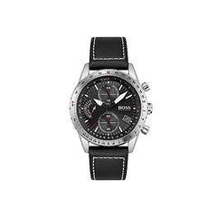 Hugo Boss Pilot Edition Black Dial Black Leather Strap Watch for Men - 1513853 Watches Hugo Boss   