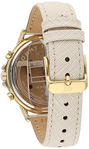 Tommy Hilfiger Carly Silver Dial Cream Leather Strap Watch for Women - 1781790 Watches Tommy Hilfiger   