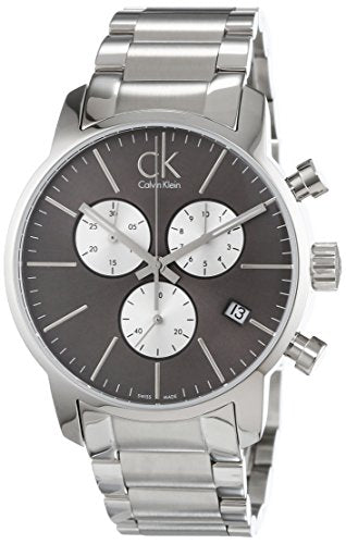 Calvin Klein City Chronograph Black Dial Silver Steel Strap Watch for Men - K2G2714X Watches Calvin Klein   