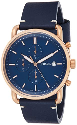 Fossil The Commuter Blue Dial Blue Leather Strap Watch for Men - FS5404 Watches Fossil   