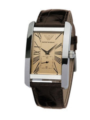 Emporio Armani Classic Beige Dial Brown Leather Strap Watch For Men - AR0154 Watches Emporio Armani   