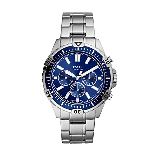 Fossil Garrett Chronograph Blue Dial Silver Steel Strap Watch for Men - FS5623 Watches Fossil   