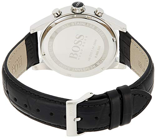 Hugo Boss Jet Silver Dial Black Leather Strap Watch for Men - 1513282 Watches Hugo Boss   