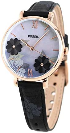 Fossil Jacqueline Mother of Pearl Dial Black Leather Strap Watch for Women - ES4535 Watches Fossil   