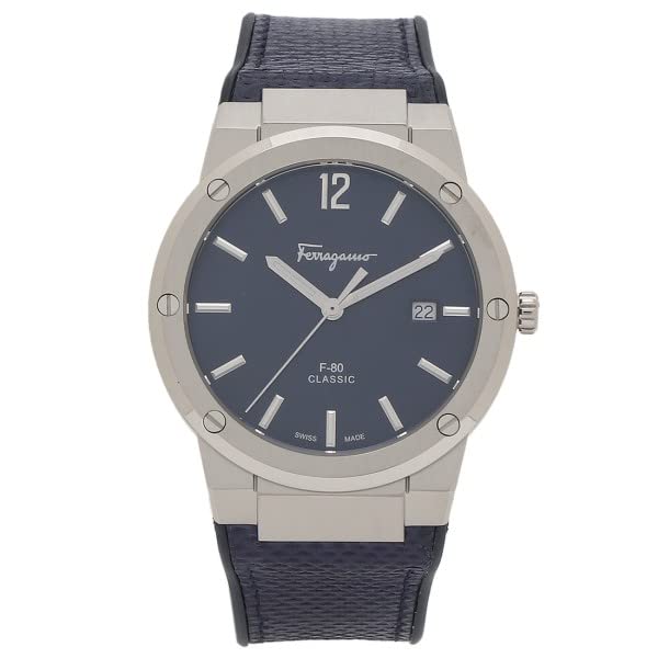Salvatore Ferragamo F-80 Classics Blue Dial Blue Leather Strap Watch for Men - SFDT00719 Watches Salvatore Ferragamo   