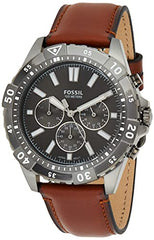 Fossil Garrett Chronograph Grey Dial Brown Leather Strap Watch for Men - FS5770 Watches Fossil   