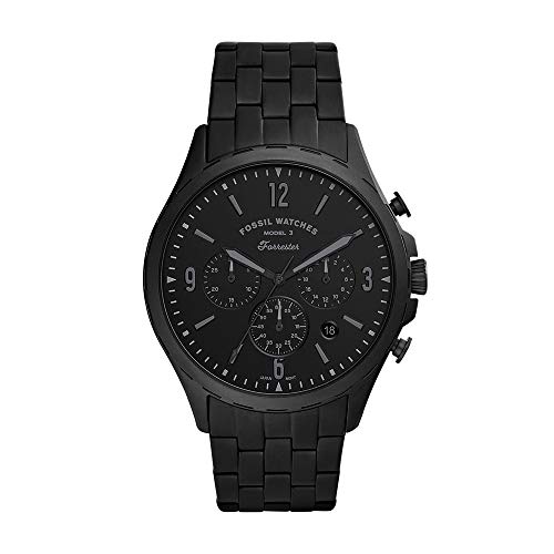 Fossil Forrester Chronograph Black Dial Black Steel Strap Watch for Men - FS5697 Watches Fossil   