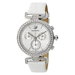 Swarovski Era Journey Silver Dial White Leather Strap Watch for Women - 5295346 Watches Swarovski   