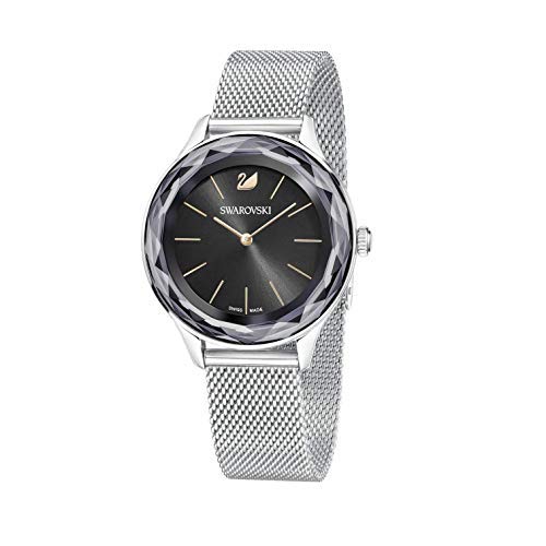 Swarovski Octea Nova Black Dial Silver Mesh Bracelet Watch for Women - 5430420 Watches Swarovski   