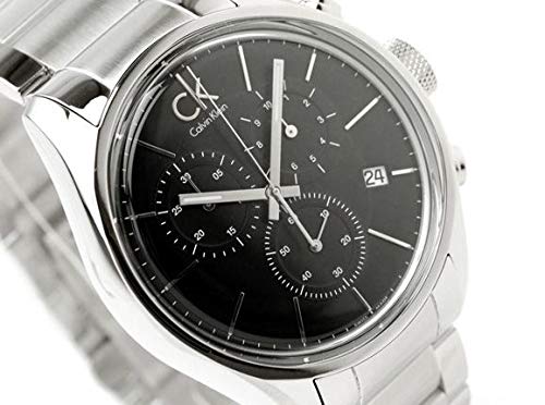 Calvin Klein Masculine Chronograph Black Dial Silver Steel Strap Watch for Men - K2H27104 Watches Calvin Klein   