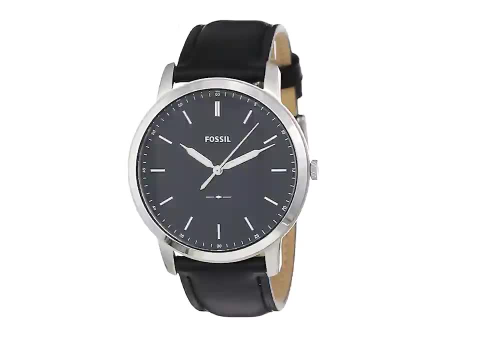 Fossil The Minimalist Three Hand Black Dial Black Leather Strap Watch for Men - FS5398 Watches Fossil   