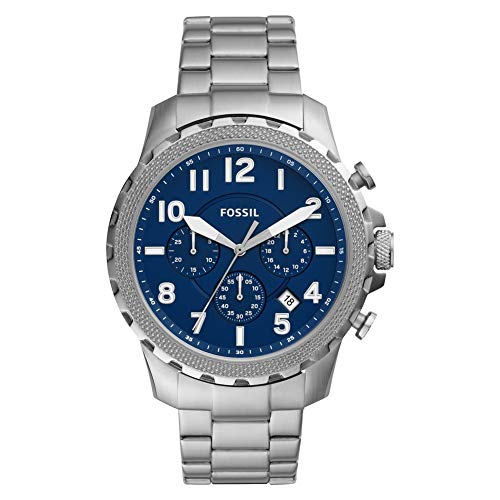 Fossil Bowman Chronograph Blue Dial Silver Steel Strap Watch for Men - FS5604 Watches Fossil   