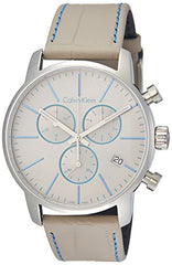 Calvin Klein City Chronograph White Dial White Leather Strap Watch for Men - K2G271Q4 Watches Calvin Klein   