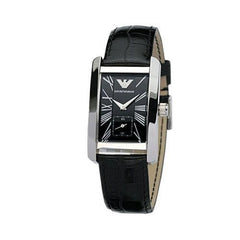 Emporio Armani Classic Black Dial Black Leather Strap Watch For Women - AR0144 Watches Emporio Armani   