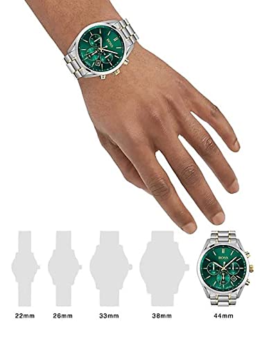 Hugo Boss Champion Green Dial Silver Steel Strap Watch for Men - 1513878 Watches Hugo Boss   