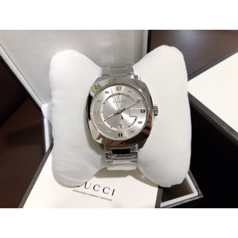 Gucci GG2570 Silver Dial Silver Steel Strap Watch For Men - YA142308 Watches Gucci   