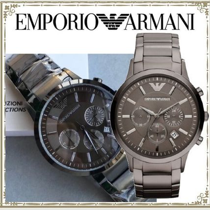 Emporio Armani Classic Chronograph Brown Dial Stainless Steel Gunmetal Strap Watch For Men - AR2454 Watches Emporio Armani   