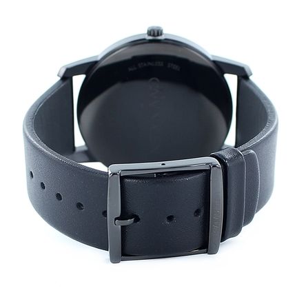 Calvin Klein City Quartz Black Dial Black Leather Strap Watch for Men - K2G2G4C1 Watches Calvin Klein   