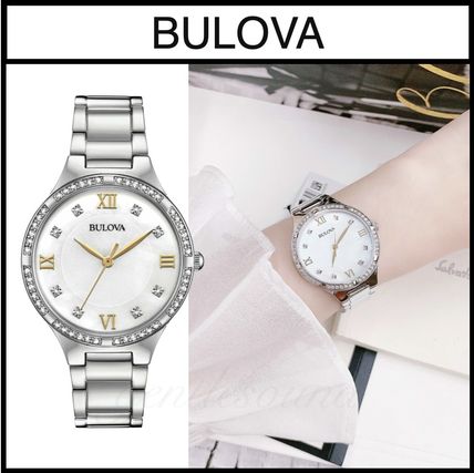 Bulova Mother of Pearl Dial Silver Steel Strap Watch for Women - 96L263 Watches Bulova   