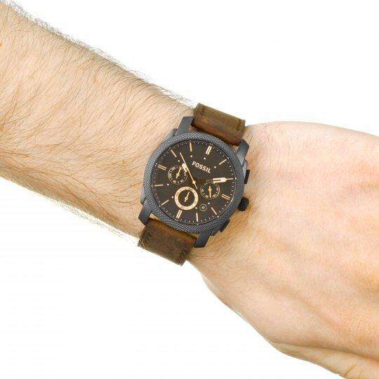 Fossil Machine Flight Chronograph Brown Dial Brown Leather Strap Watch for Men - FS4656 Watches Fossil   