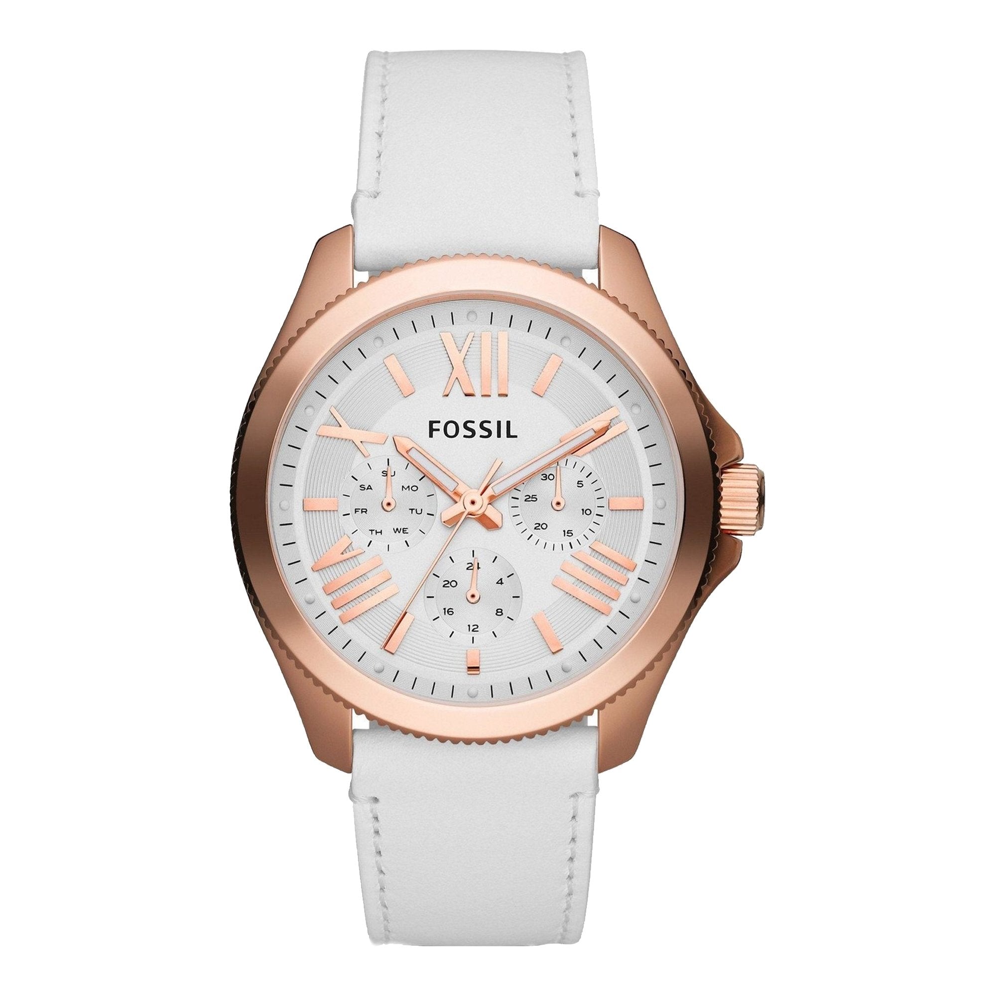 Fossil Cecile White Dial White Leather Strap Watch for Women - AM4486 Watches Fossil   