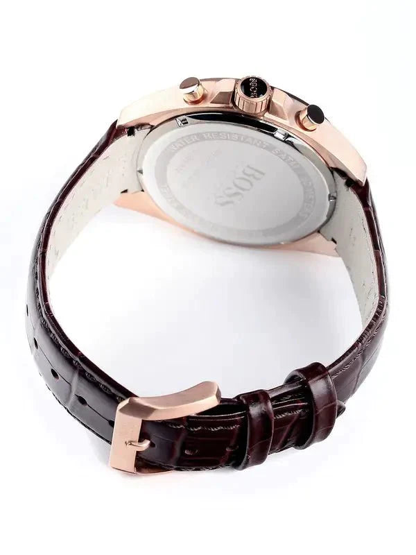 Hugo Boss Driver Sport Chronograph Brown Dial Brown Leather Strap Watch for Men - 1513093 Watches Hugo Boss   