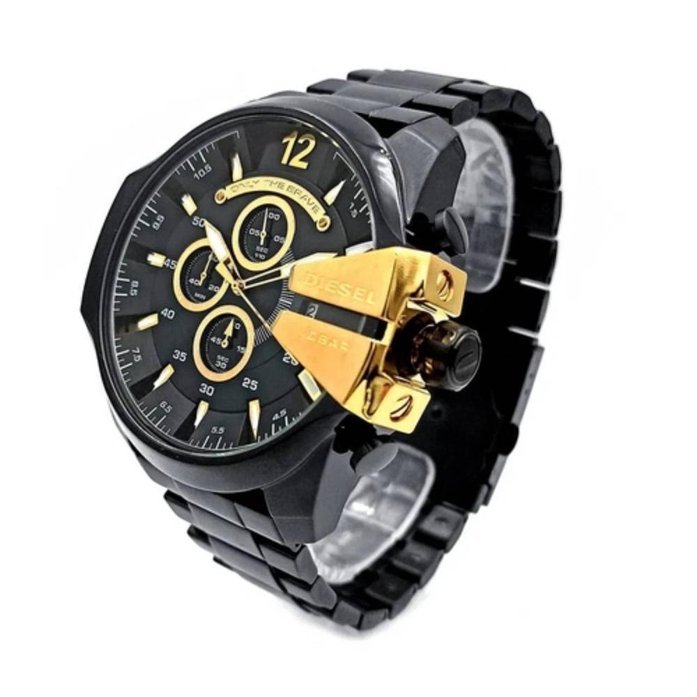 Diesel Mega Chief Chronograph Black Dial Black Stainless Steel Watch For Men - DZ4338 Watches Diesel   