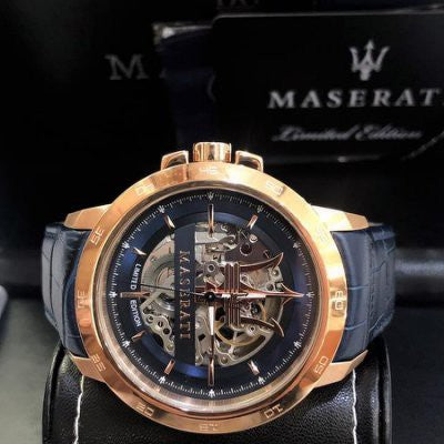 Maserati Automatic Blue Dial Stainless Steel Blue Leather Strap Watch For Men - R8821119005 Watches Maserati   