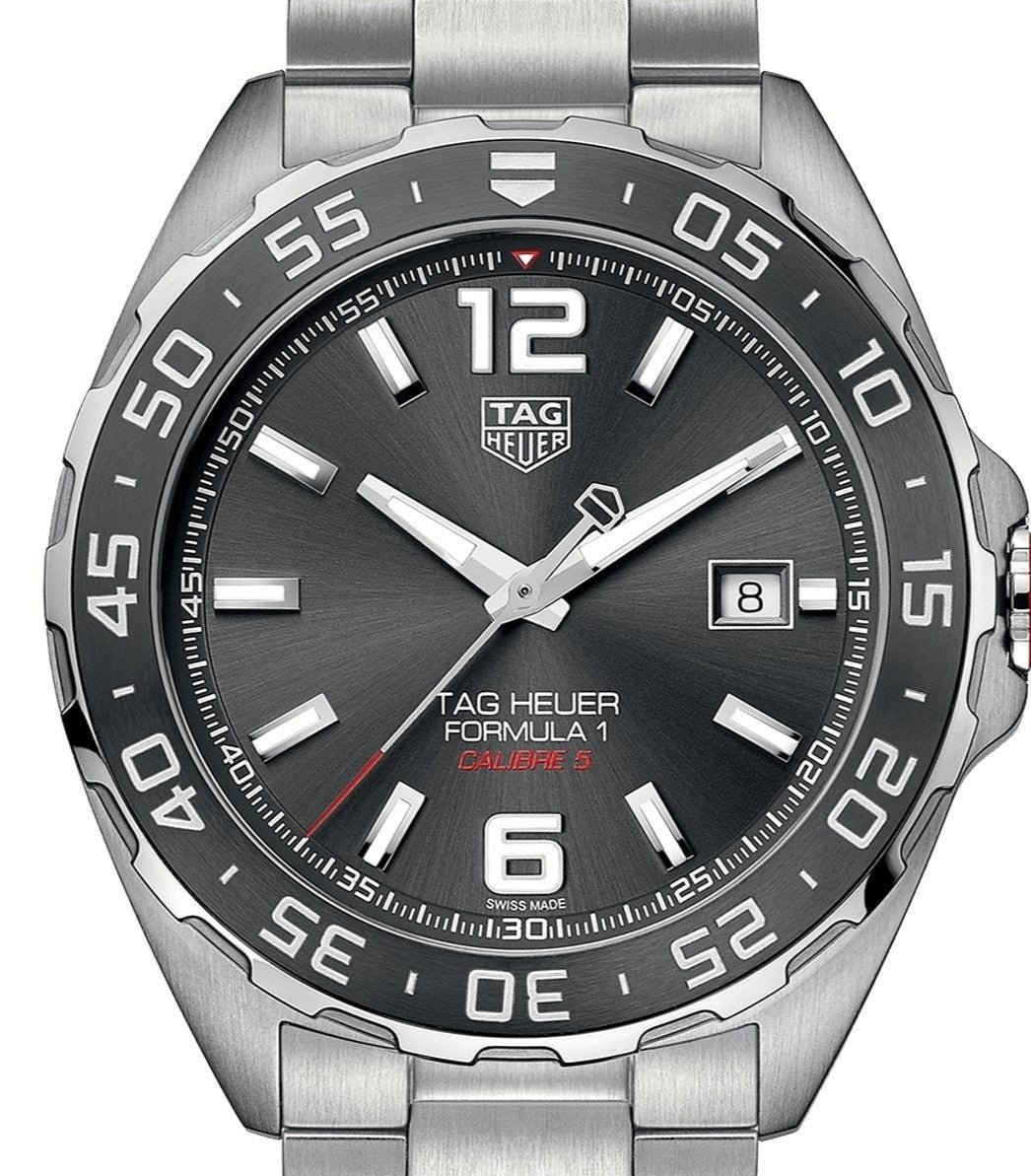 Tag Heuer Formula 1 Calibre 5 Chronograph Anthracite Dial Silver Steel Strap Watch for Men - WAZ2011.BA0842 Watches Tag Heuer   