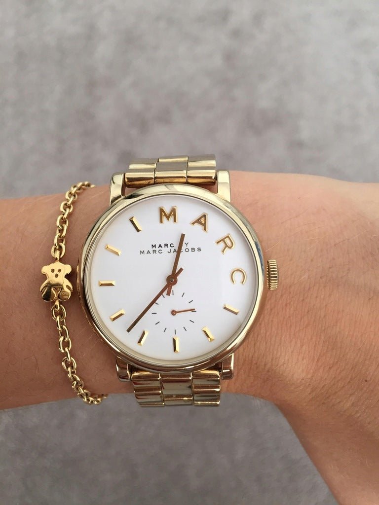 Marc Jacobs Baker White Dial Gold Stainless Steel Strap Watch for Women - MBM3243 Watches Marc Jacobs   