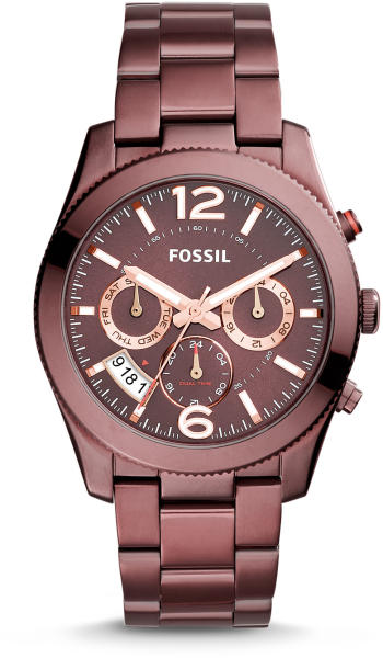 Fossil Perfect Boyfriend Multifunction Maroon Dial Maroon Steel Strap Watch for Women - ES4110 Watches Fossil   