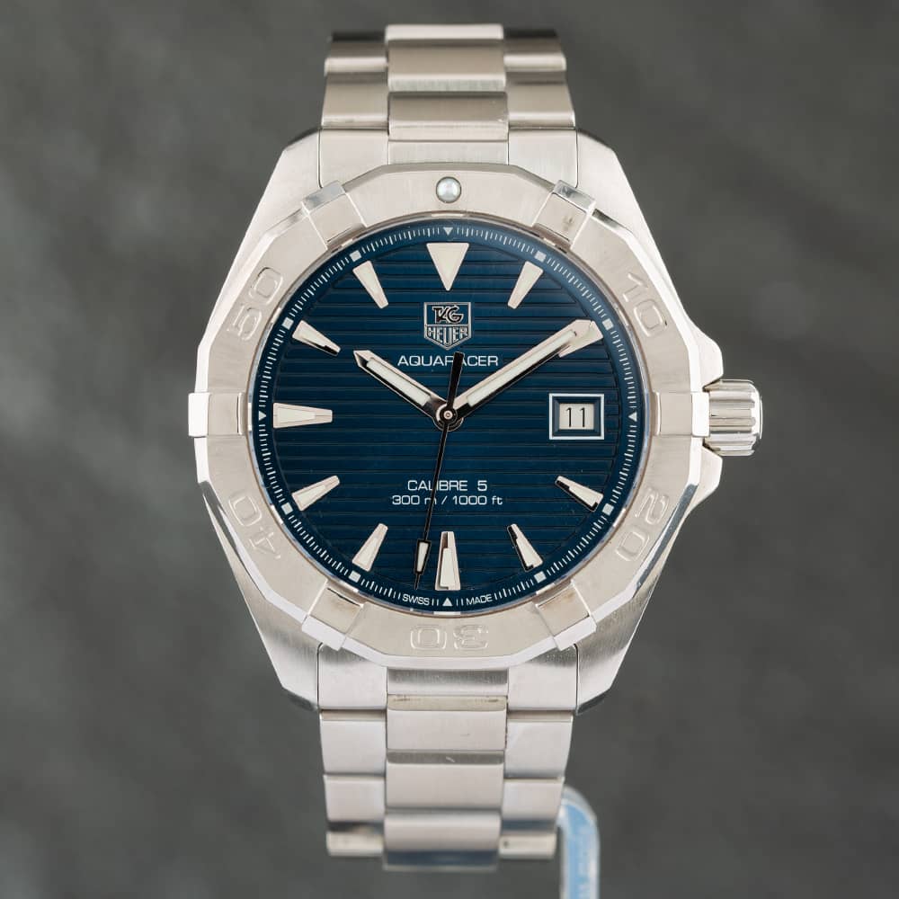 Tag Heuer Aquaracer Automatic 41mm Blue Dial Silver Steel Strap Watch for Men - WAY2112.BA0928 Watches Tag Heuer   