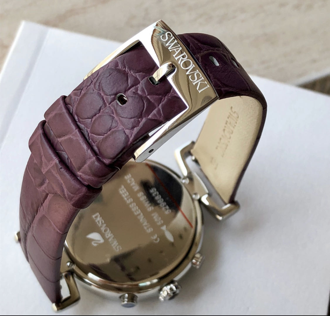 Swarovski Era Journey Chronograph Silver Dial Purple Leather Strap Watch for Women - 5296835 Watches Swarovski   